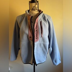 American Eagle baby blue fleece anorak snap jacket size M